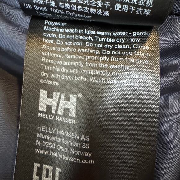 Helly Hansen Men's Size Small Navy Active Long Winter Parka Spell Out Puffer - Picture 14 of 16